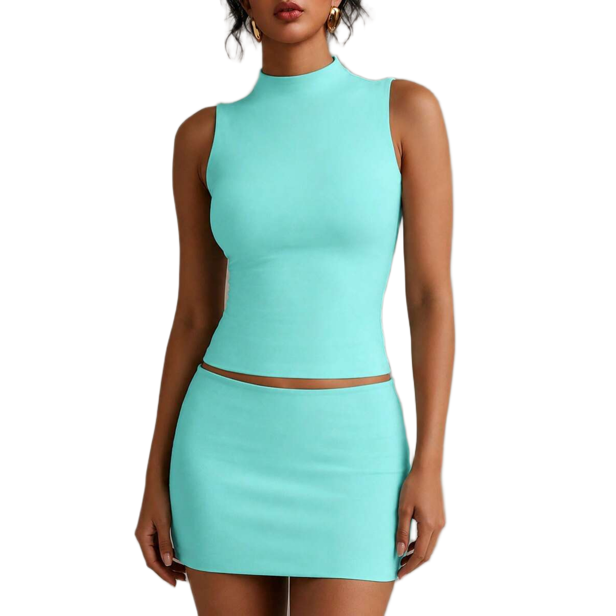 Sleeveless Double Layer Stretchy Slim Fit Top For Women