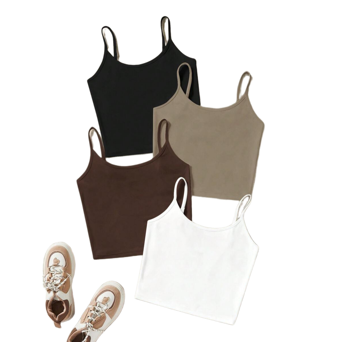 4 Pieces Tight Fitted Cropped Casual Tank Top For Women