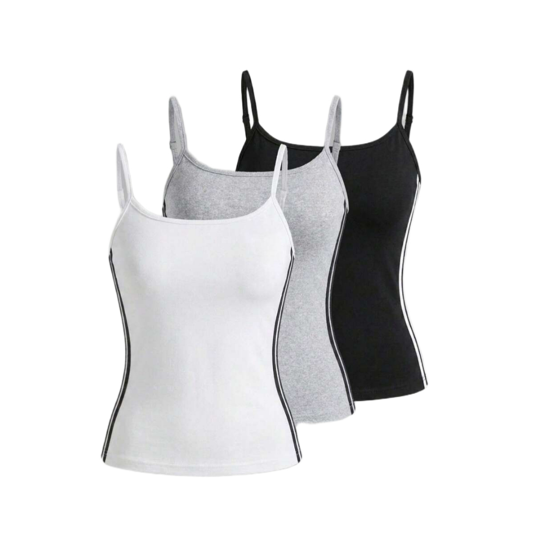 3 Pieces Casual Slim Fit Camisole Tops For Women