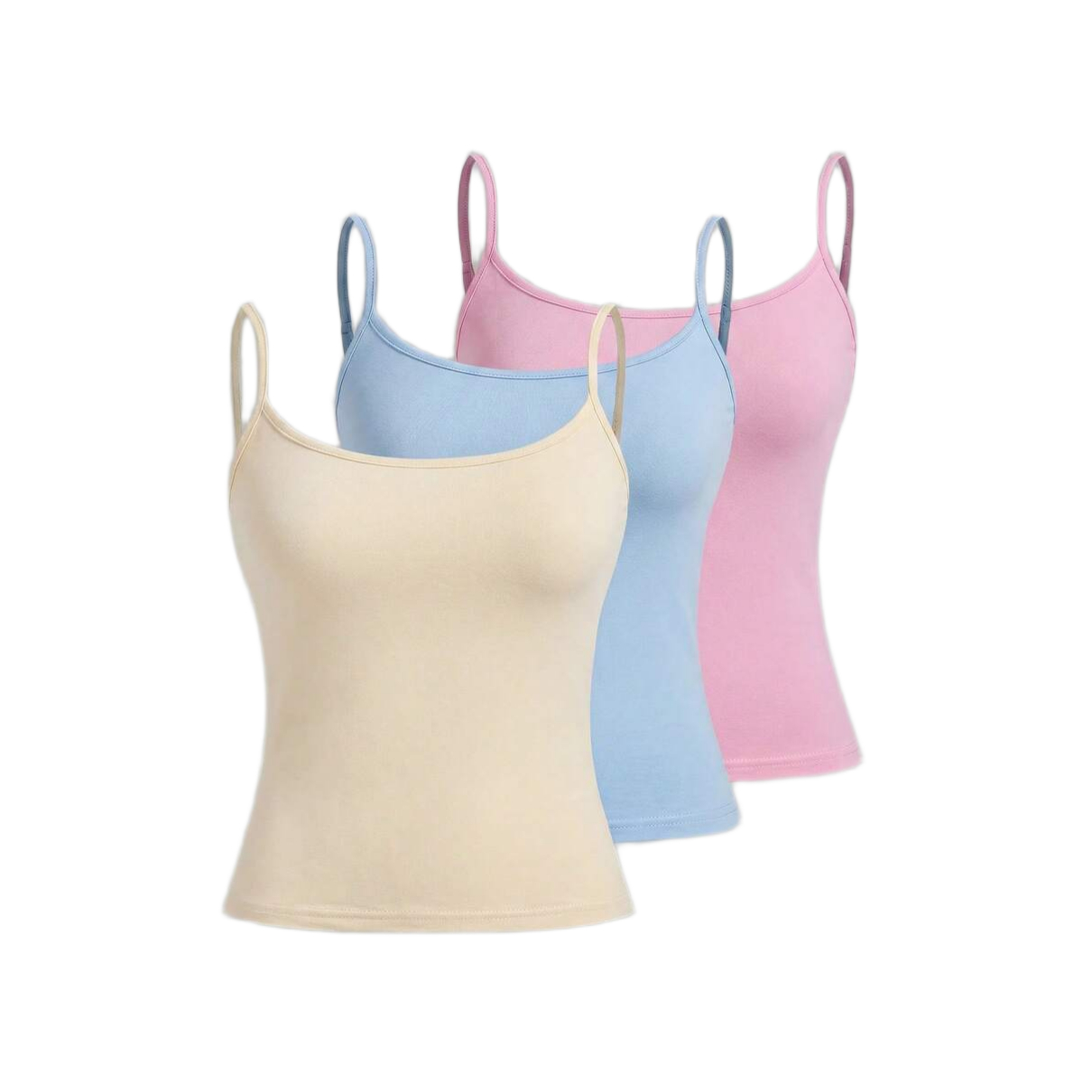 3 Pieces Casual Slim Fit Camisole Tops For Women