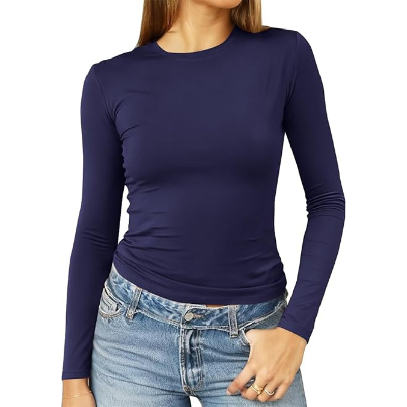 Women’s Trendy Long Sleeve Crop Top Tight Fit Casual Wear