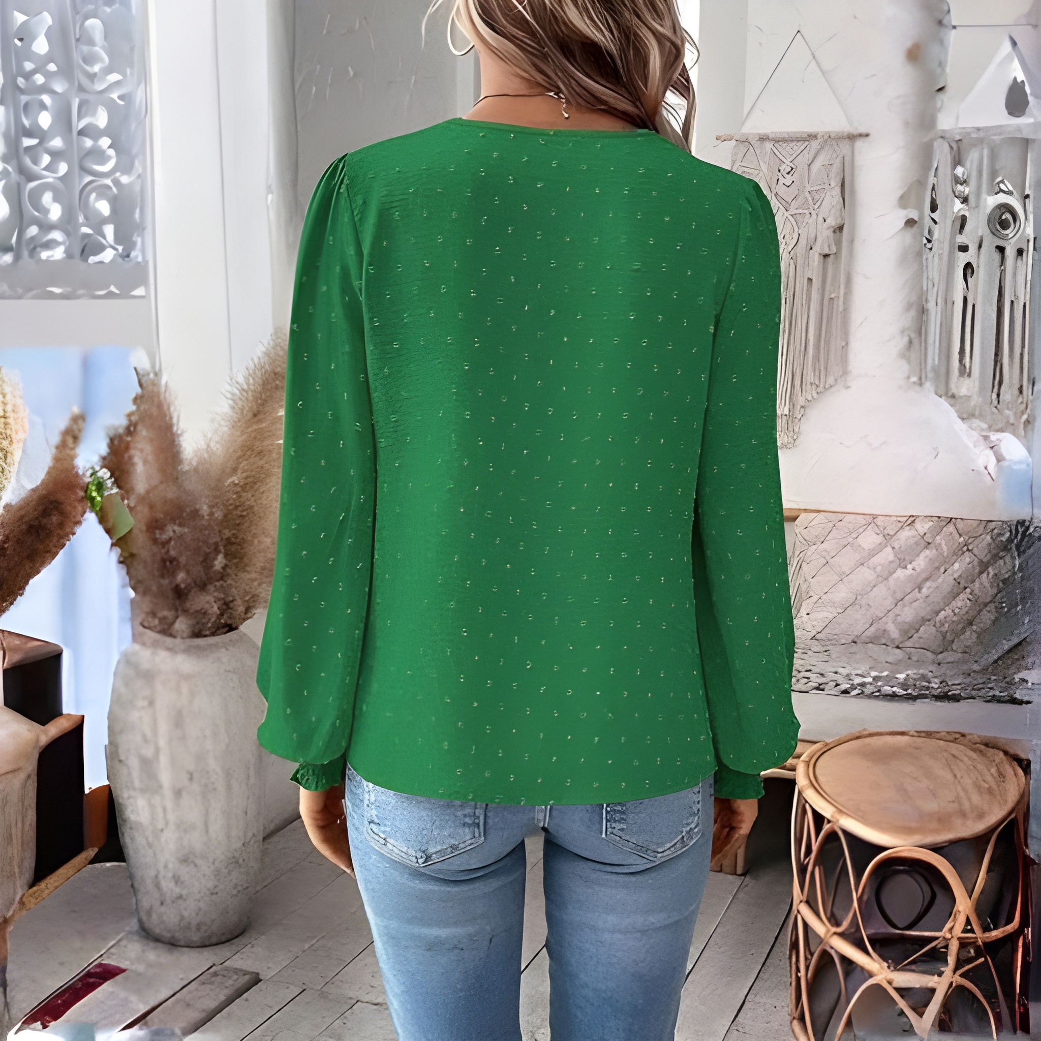 Womens Casual Boho Style Embroidered Long Sleeve Fashion Blouse