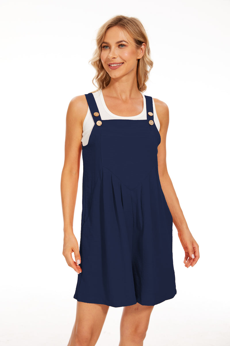 Adjustable Wide Leg Pocket Short Overalls Romper-My Comfy Blouse