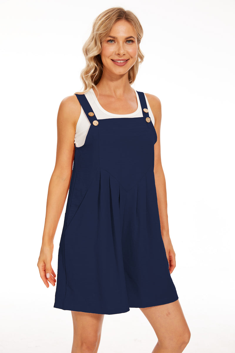 Adjustable Wide Leg Pocket Short Overalls Romper-My Comfy Blouse