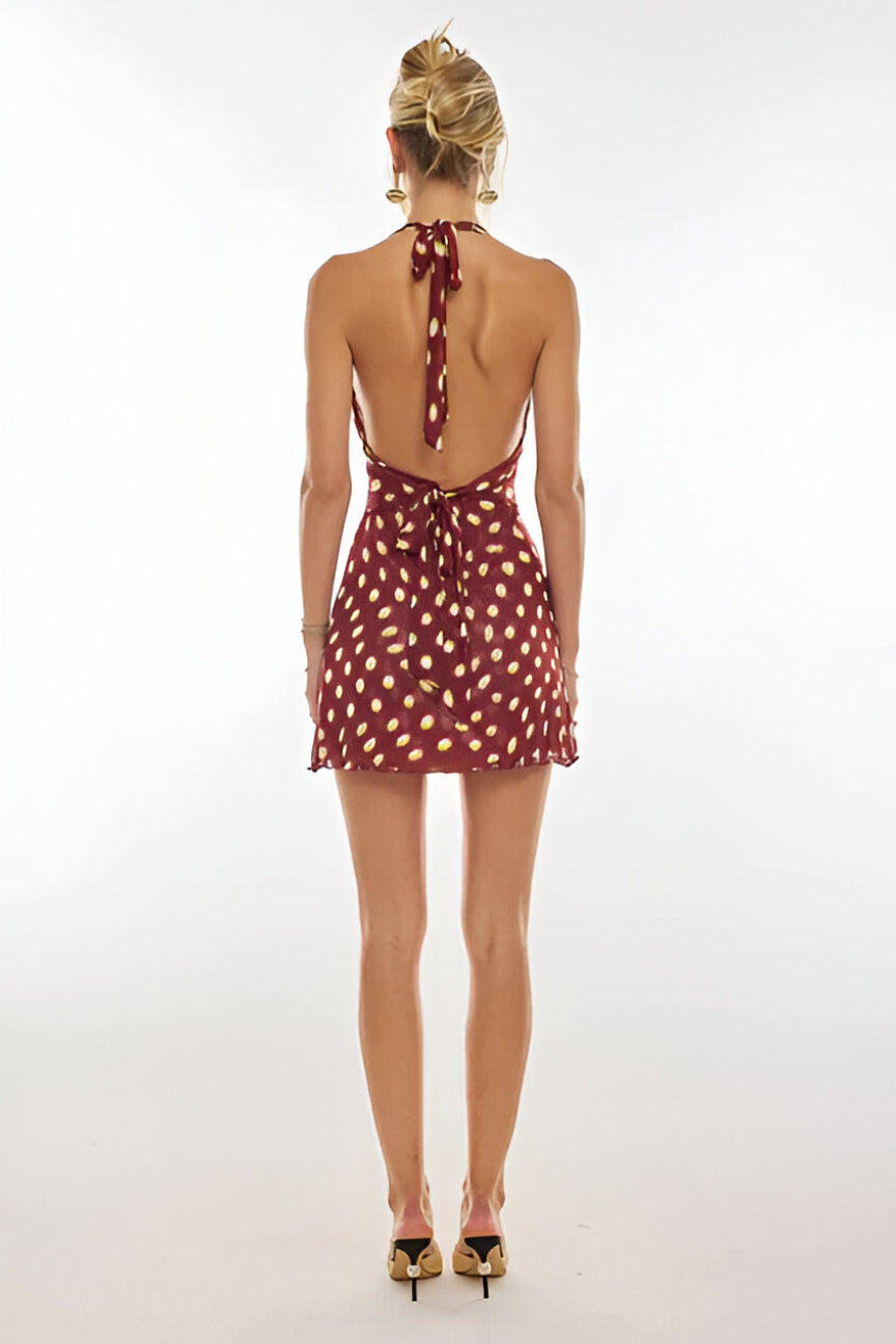 Spotted Halter Mini Dress-My Comfy Blouse