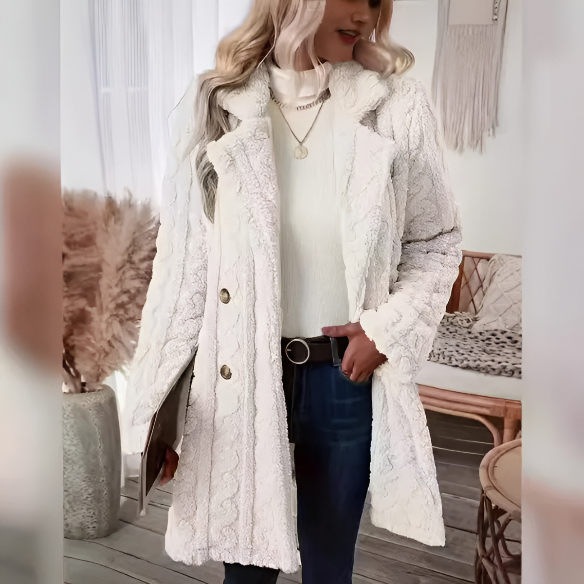 Button Up Textured Long Jacket-My Comfy Blouse