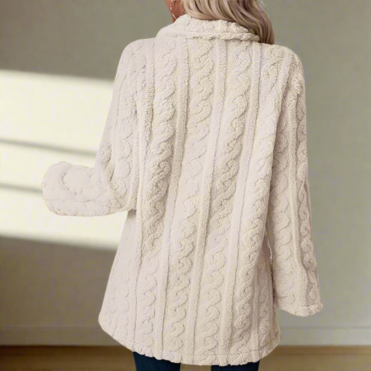 Button Up Textured Long Jacket-My Comfy Blouse