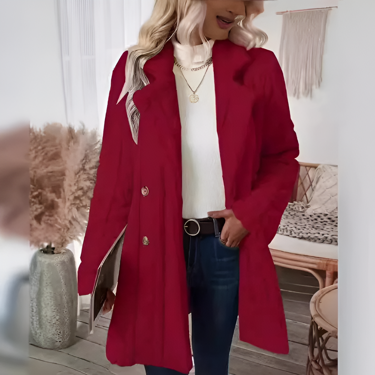 Button Up Textured Long Jacket-My Comfy Blouse