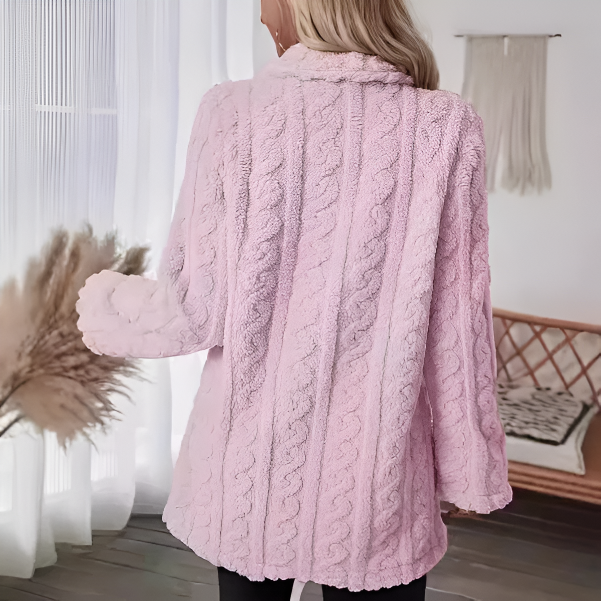 Button Up Textured Long Jacket-My Comfy Blouse