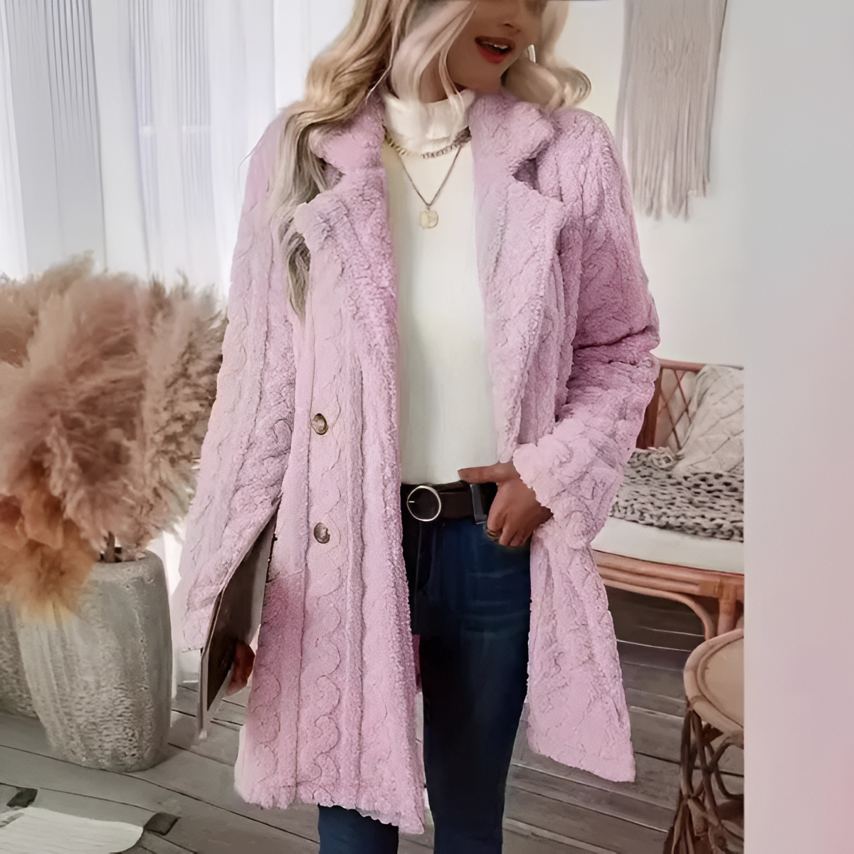 Button Up Textured Long Jacket-My Comfy Blouse