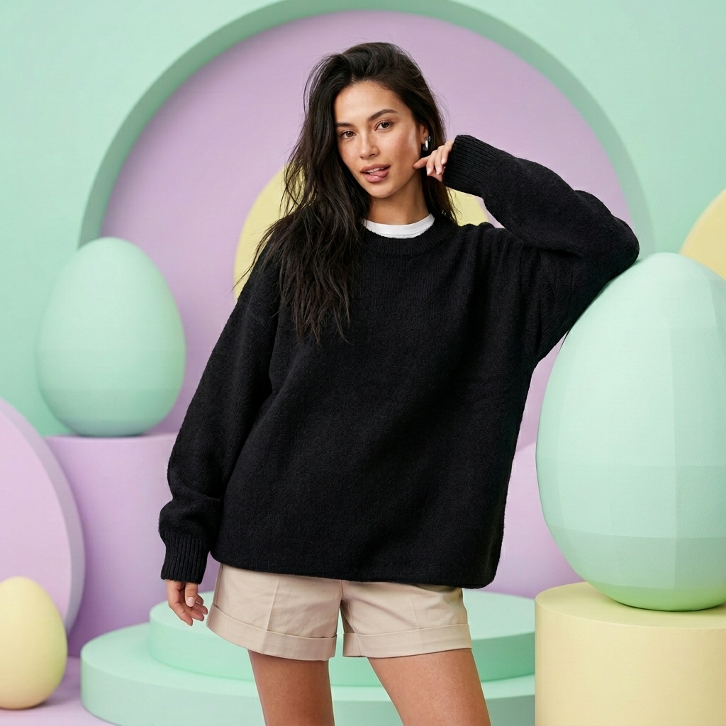 Casual Long Sleeve Round Design Sweaters For Women