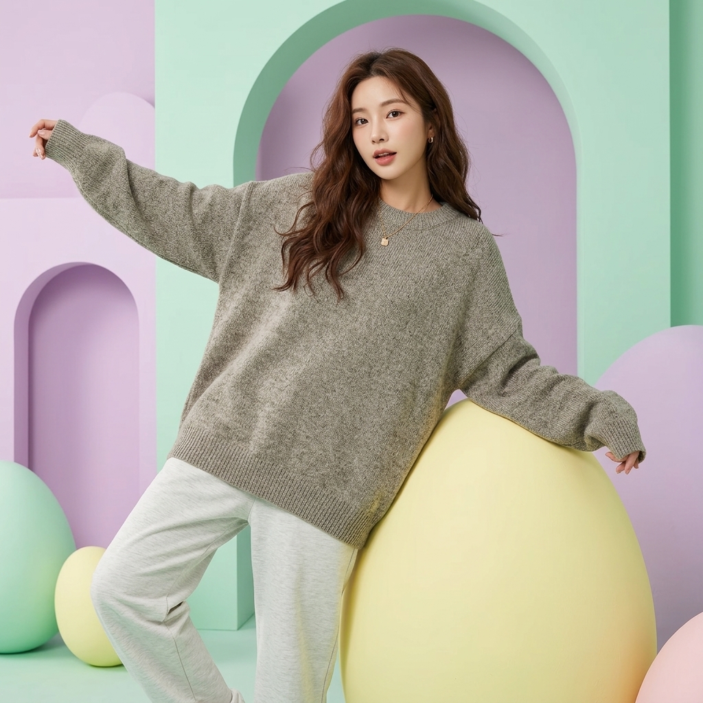 Casual Long Sleeve Round Design Sweaters For Women