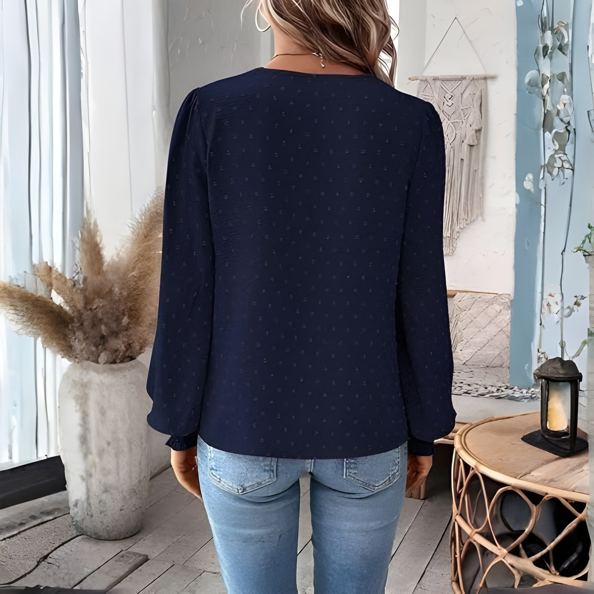 Womens Casual Boho Style Embroidered Long Sleeve Fashion Blouse