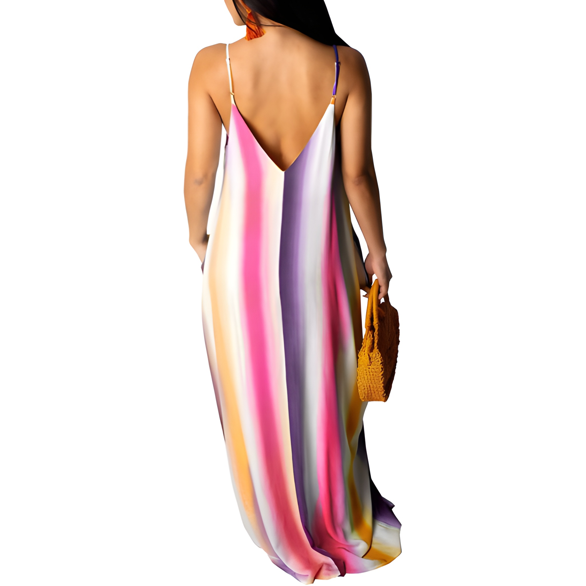 Women's Floral Print Sleeveless Maxi Dress With Pockets