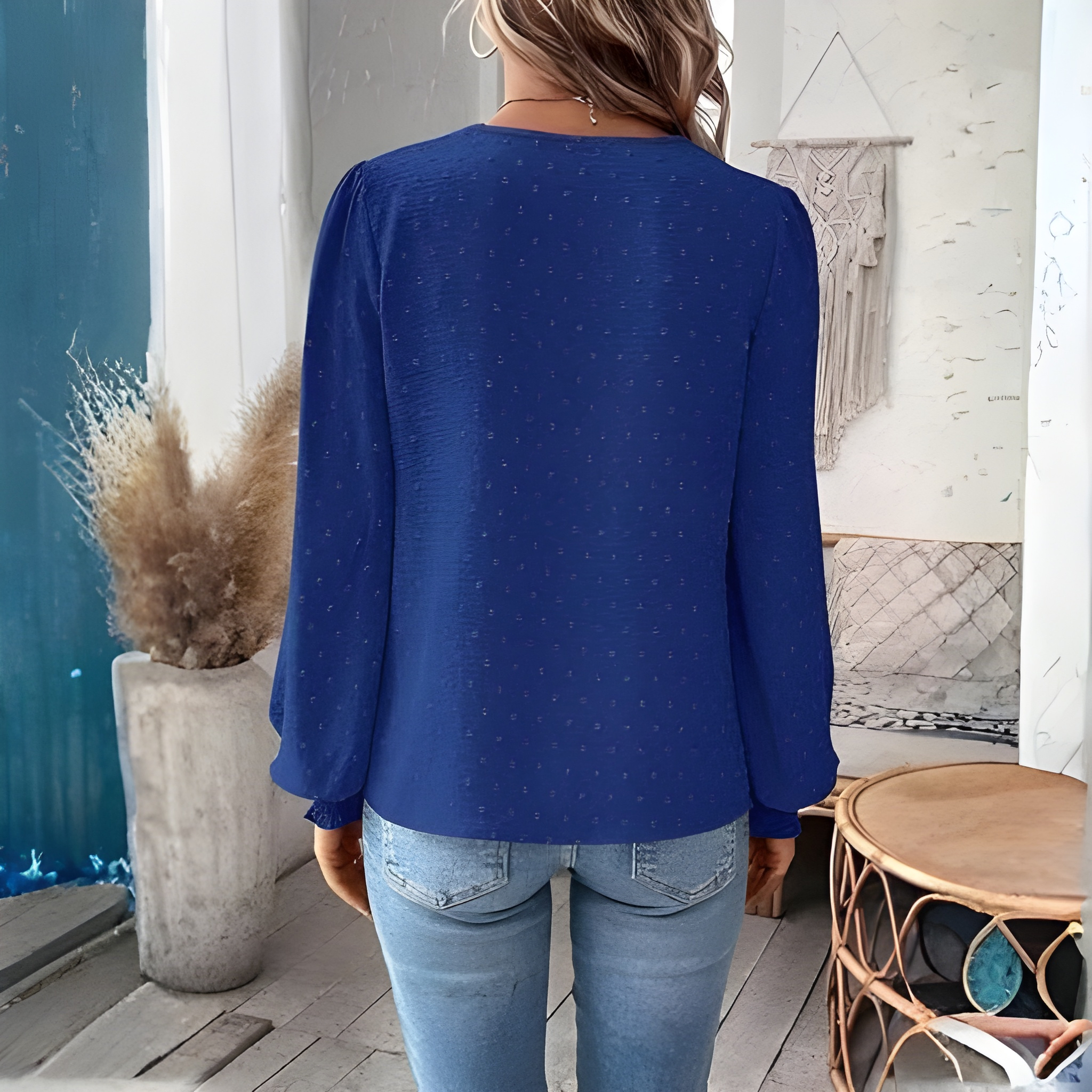 Womens Casual Boho Style Embroidered Long Sleeve Fashion Blouse