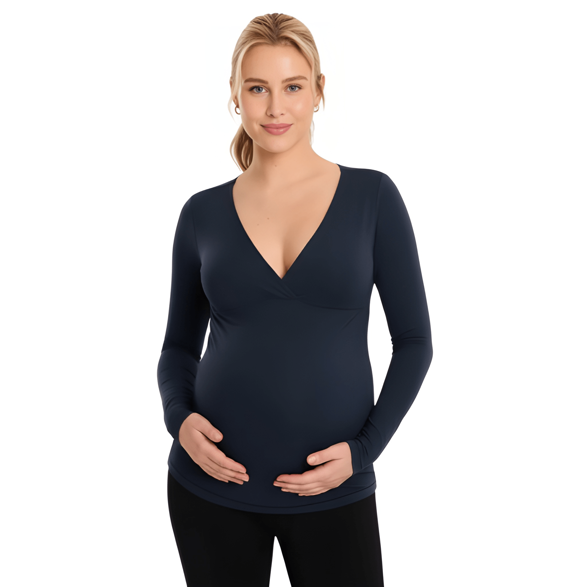 Long Sleeve Maternity Crossover Support Top For Women