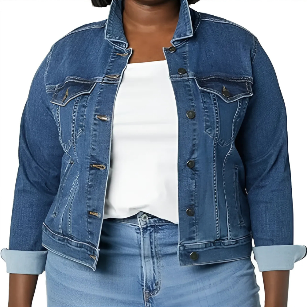 Classic Front Button Denim Jacket With Pockets