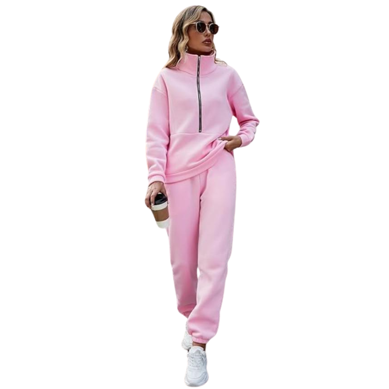 Zipper Top And Jogger Set-My Comfy Blouse