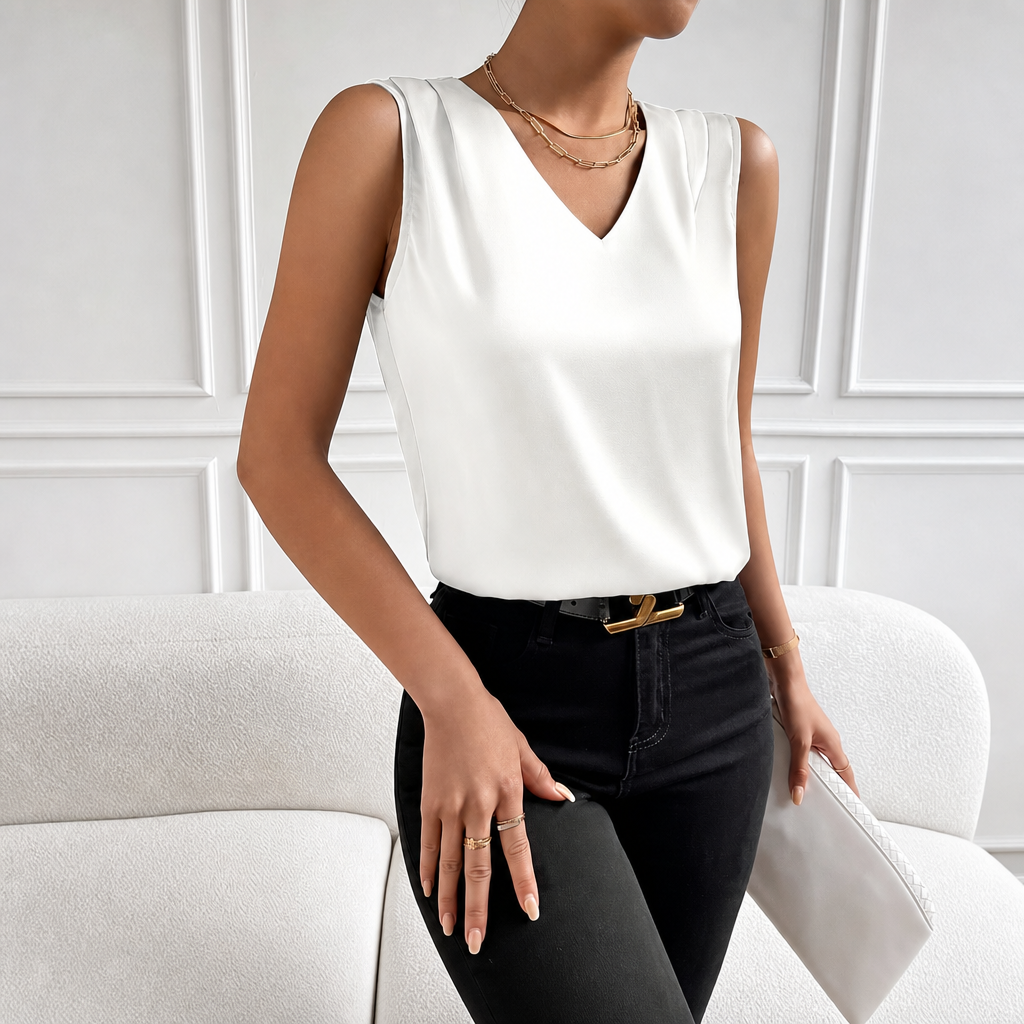 Solid Colored Sleeveless Backless Top For Women
