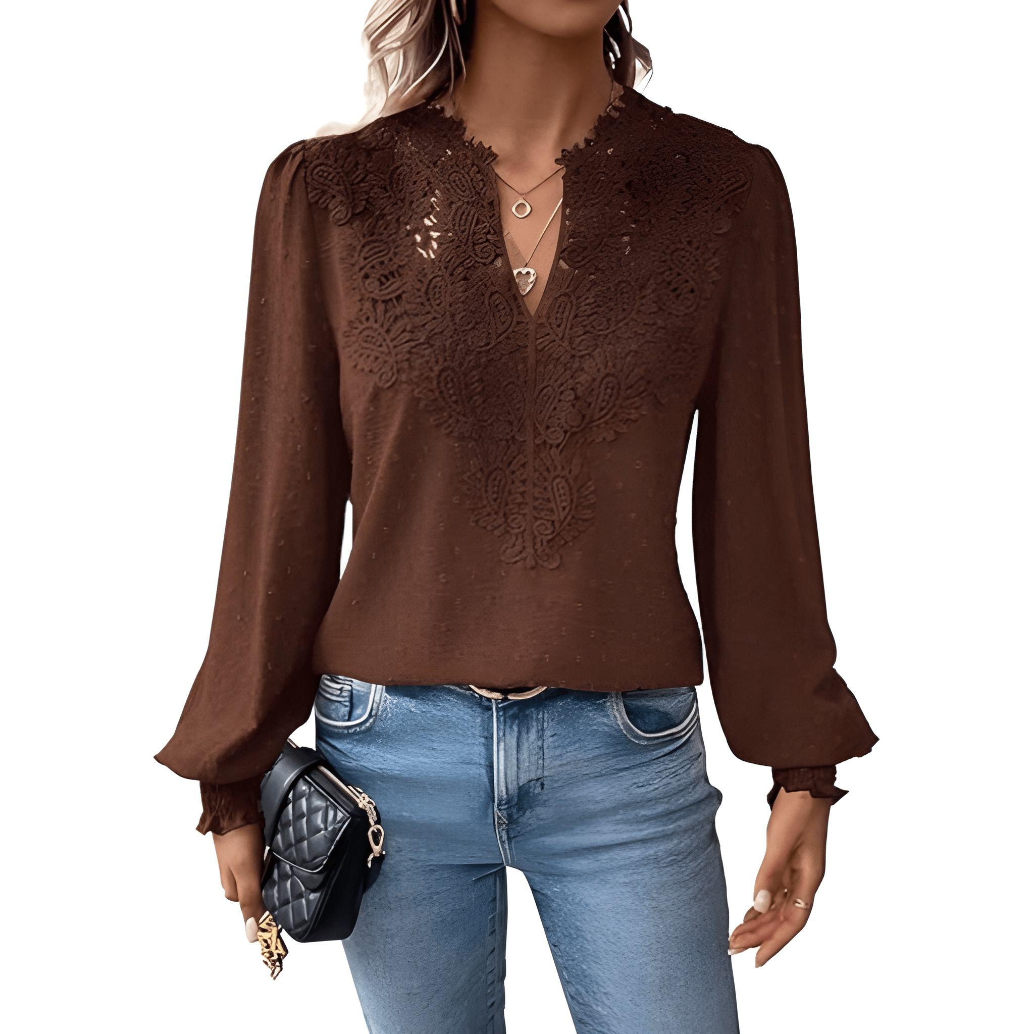 Womens Casual Boho Style Embroidered Long Sleeve Fashion Blouse