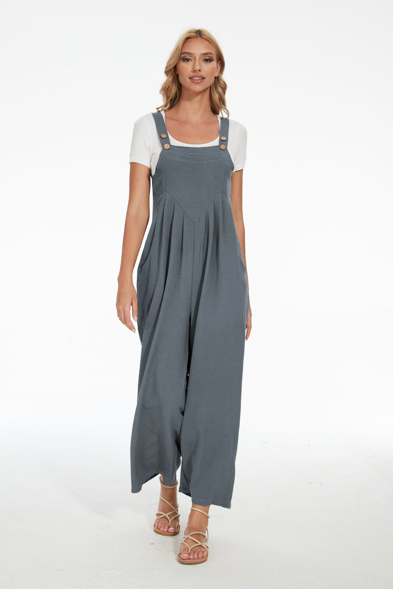 Plus Size Wide Leg Overalls Jumpsuit-My Comfy Blouse
