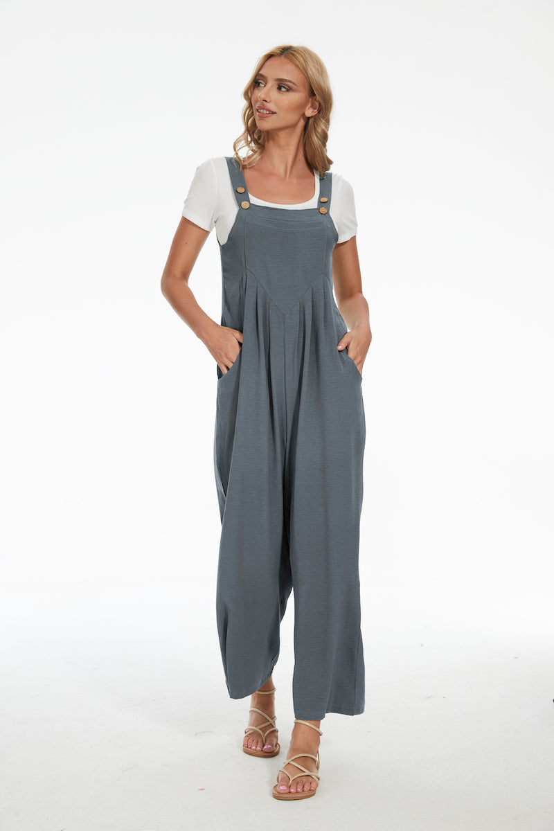 Plus Size Wide Leg Overalls Jumpsuit-My Comfy Blouse