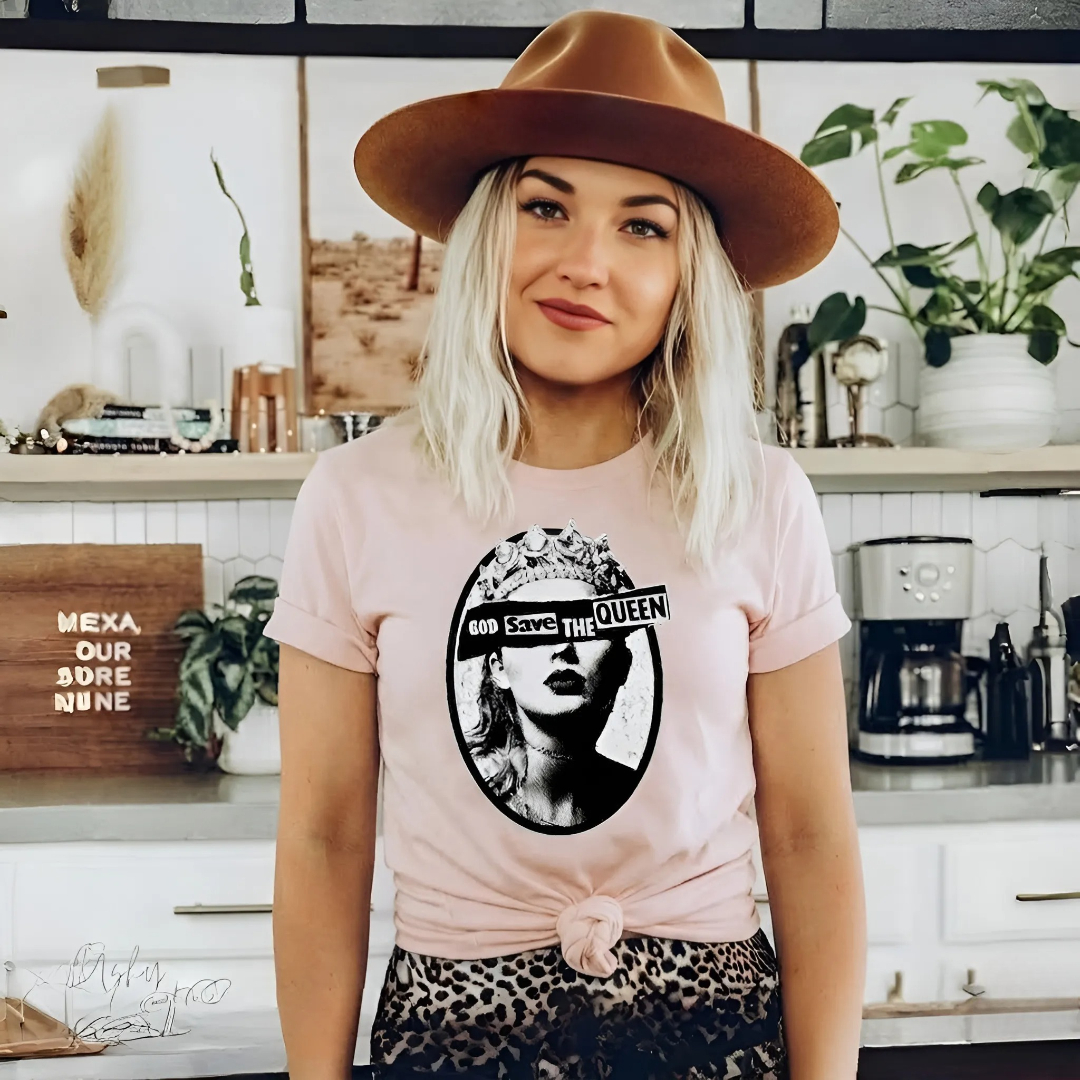 Vintage Music Inspired Crown Graphic Casual T Shirt