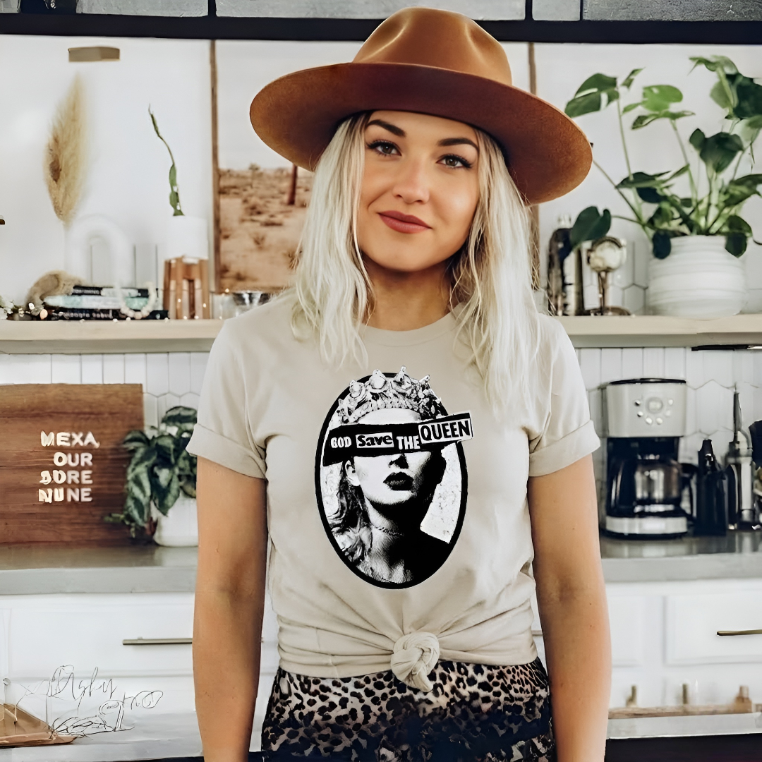 Vintage Music Inspired Crown Graphic Casual T Shirt