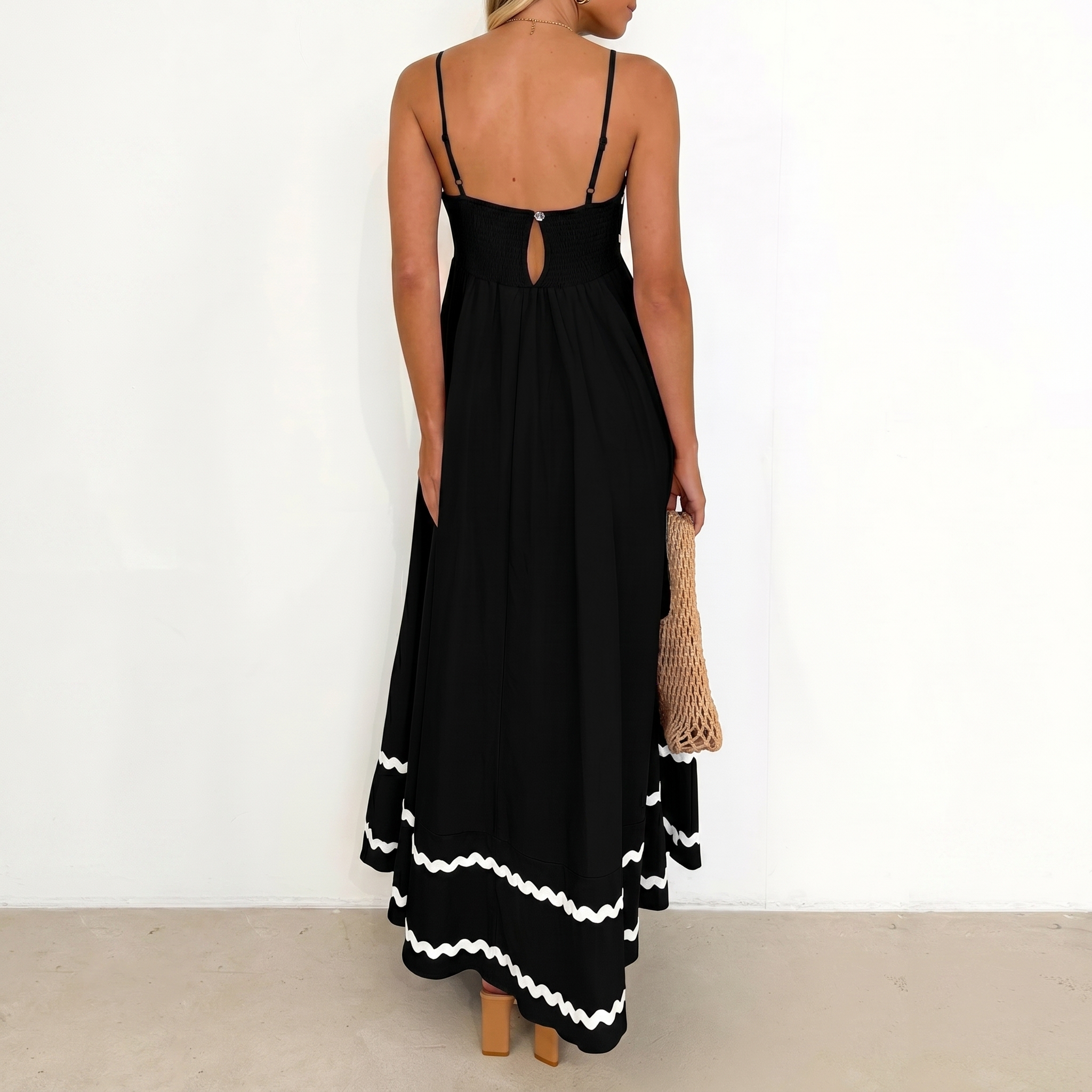 Summer And Casual Sleeveless Ruffle Spaghetti Strap Maxi For Women