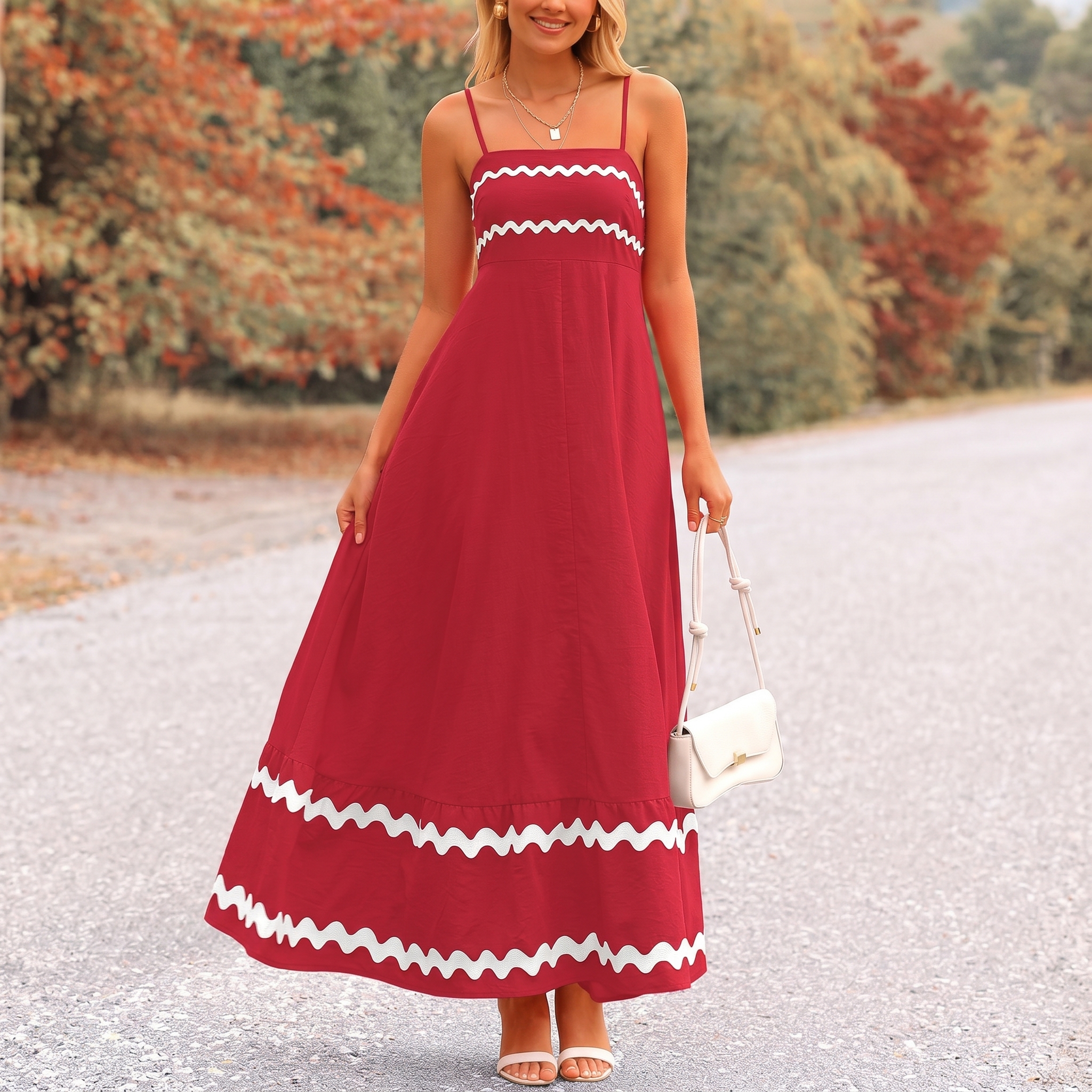 Summer And Casual Sleeveless Ruffle Spaghetti Strap Maxi For Women