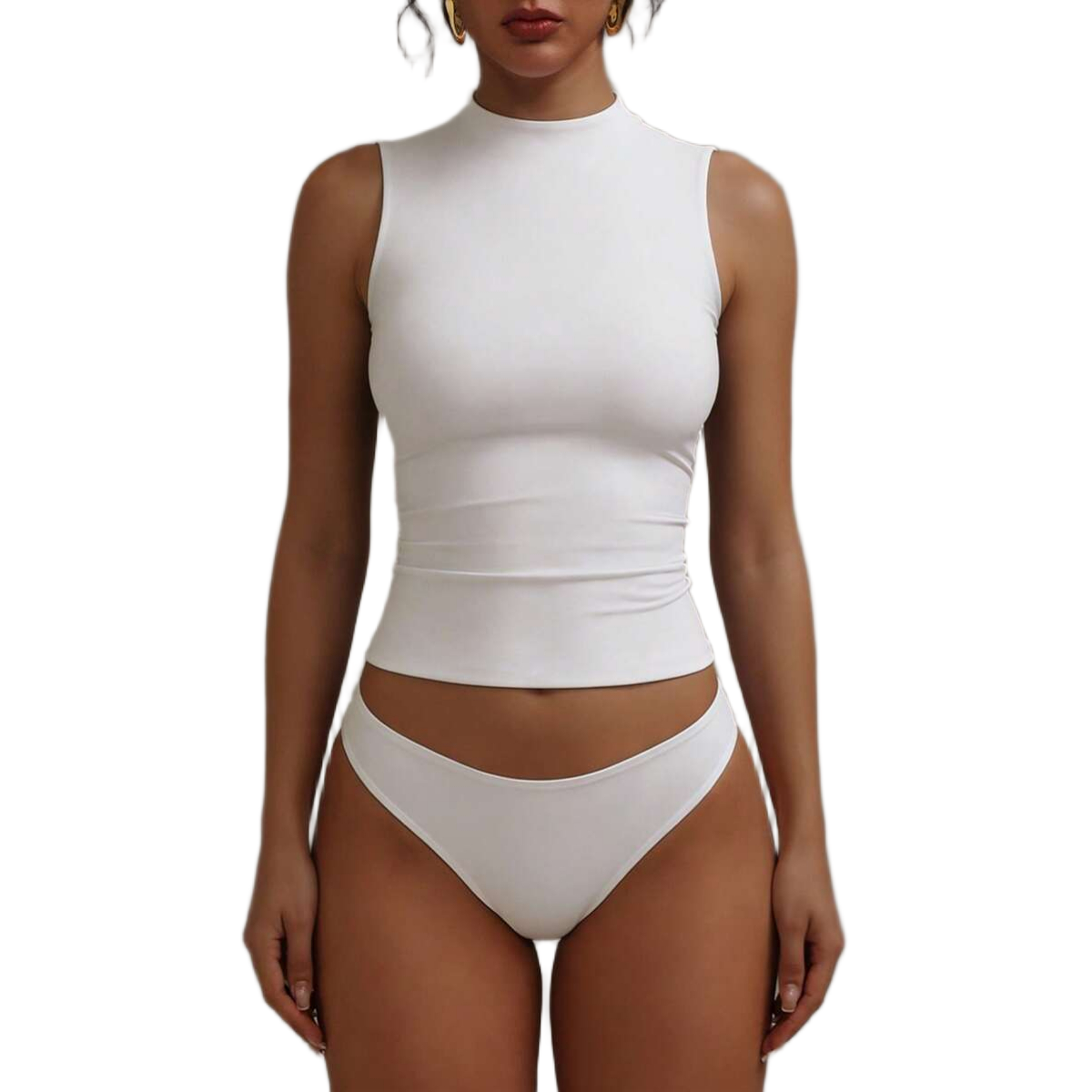 Sleeveless Double Layer Stretchy Slim Fit Top For Women