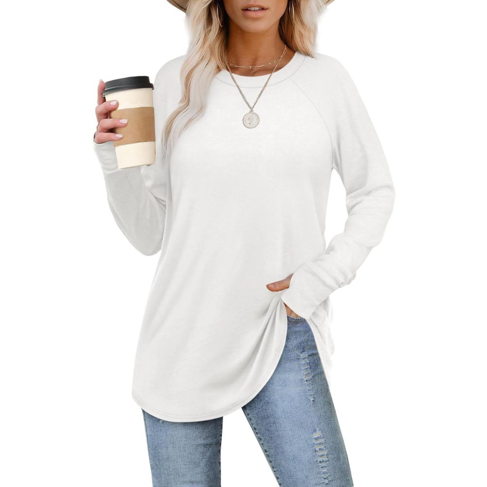 Women's Tunic Tops Long Sleeve Thumb Hole Shirts Crew Neck