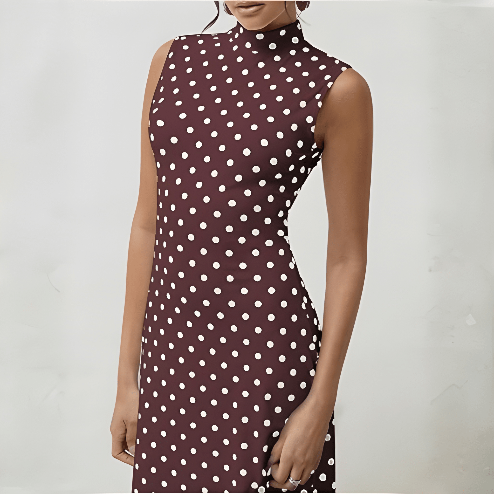 Vintage Themed Sleeveless Polka Dots Maxi Dresses For Women