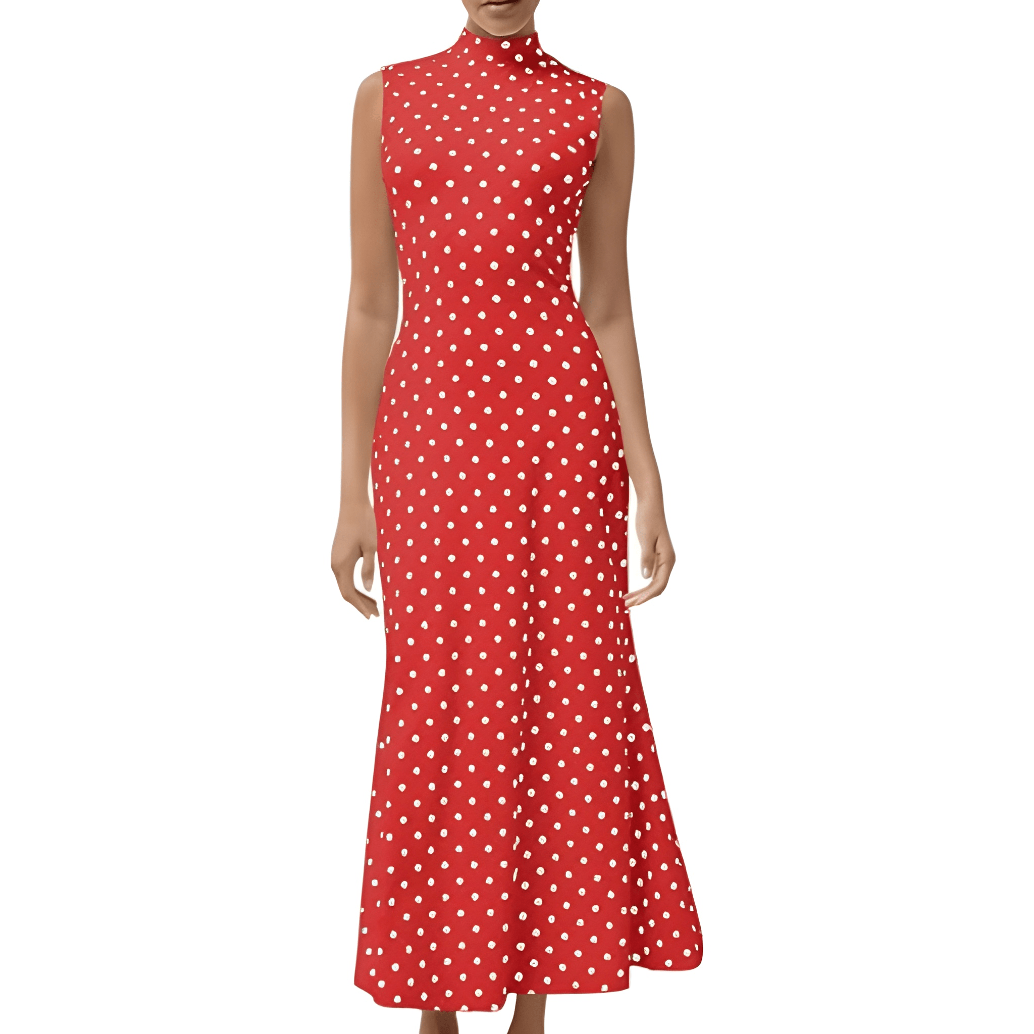 Vintage Themed Sleeveless Polka Dots Maxi Dresses For Women