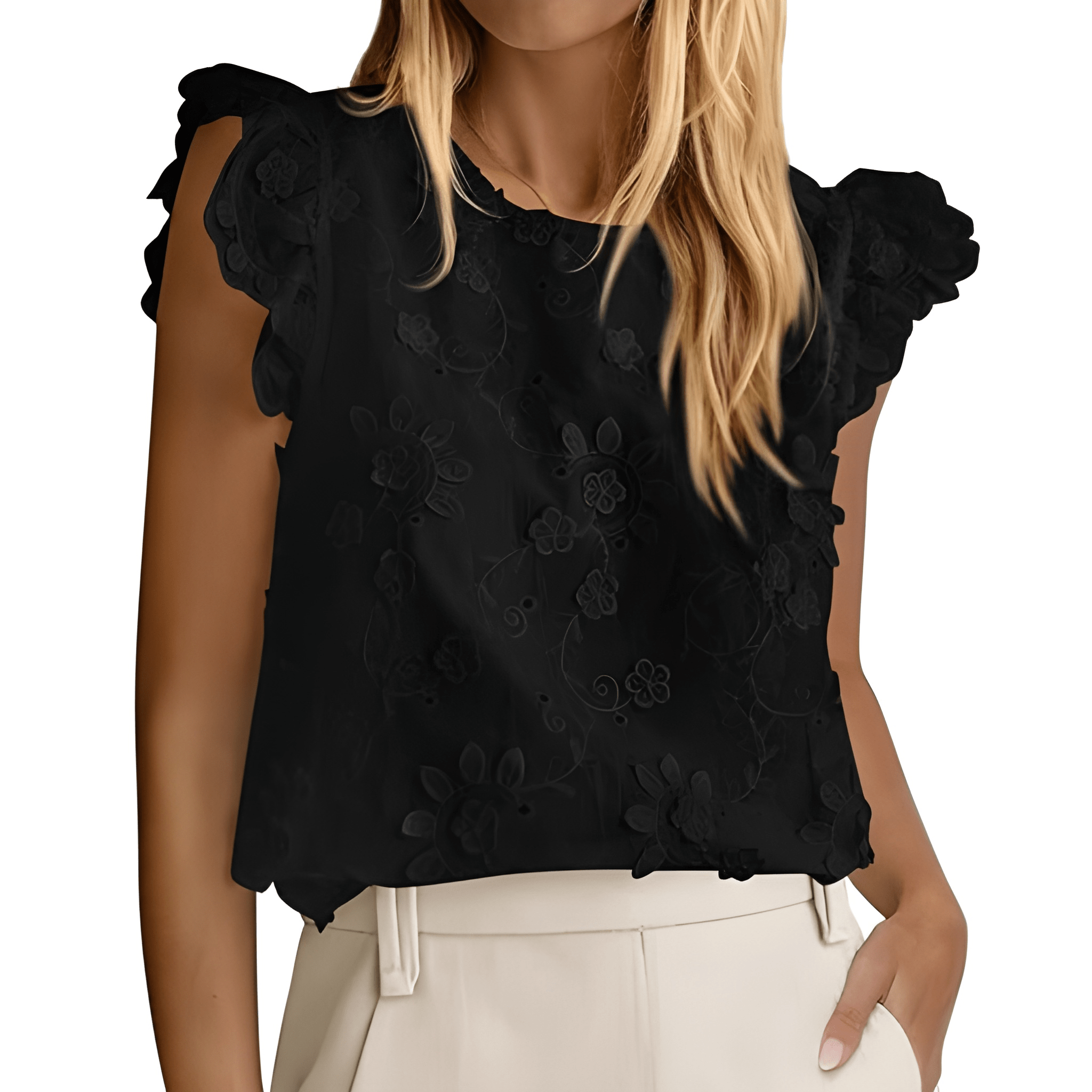 Casual Boho Blouse Lace Ruffle Cap Sleeve Summer Top For Women