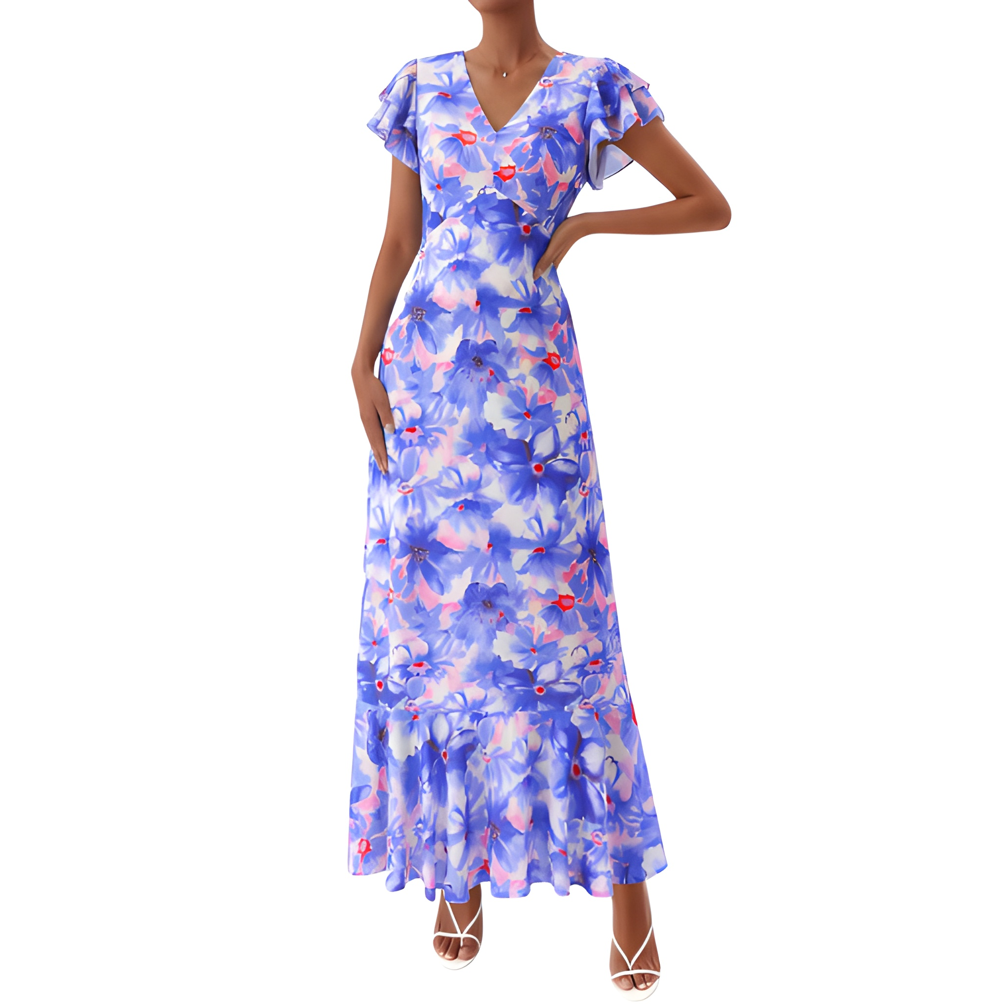 Spring And Summer Boho Floral Ruffle Beach Maxi For Women
