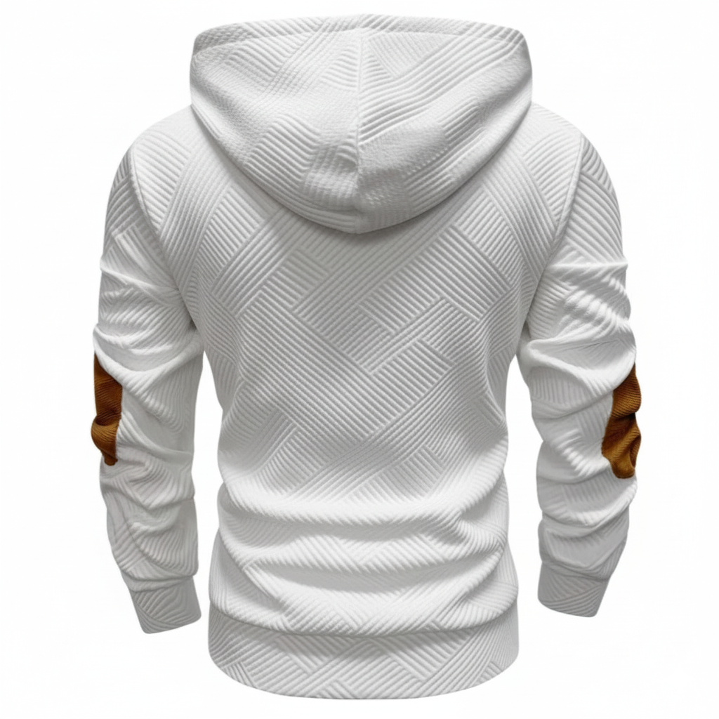 Men Casual Hooded Zip Up Sweatshirt With Contrast Stitching