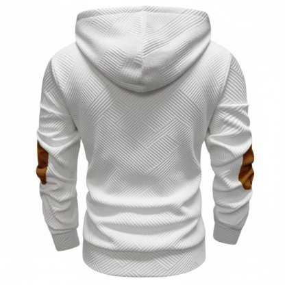 Men Casual Hooded Zip Up Sweatshirt With Contrast Stitching