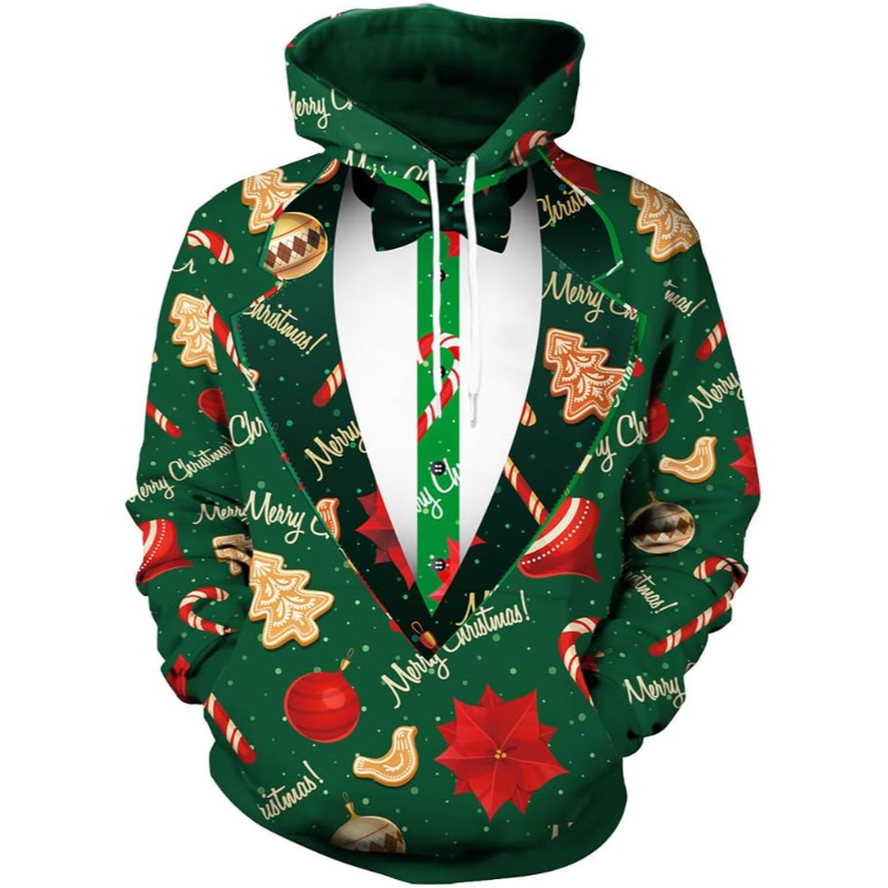  3D Printed Graphic Long Sleeve Ugly Christmas Hoodies 