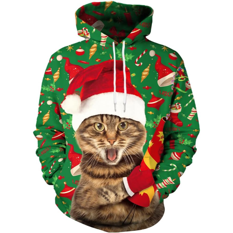  3D Printed Graphic Long Sleeve Ugly Christmas Hoodies 