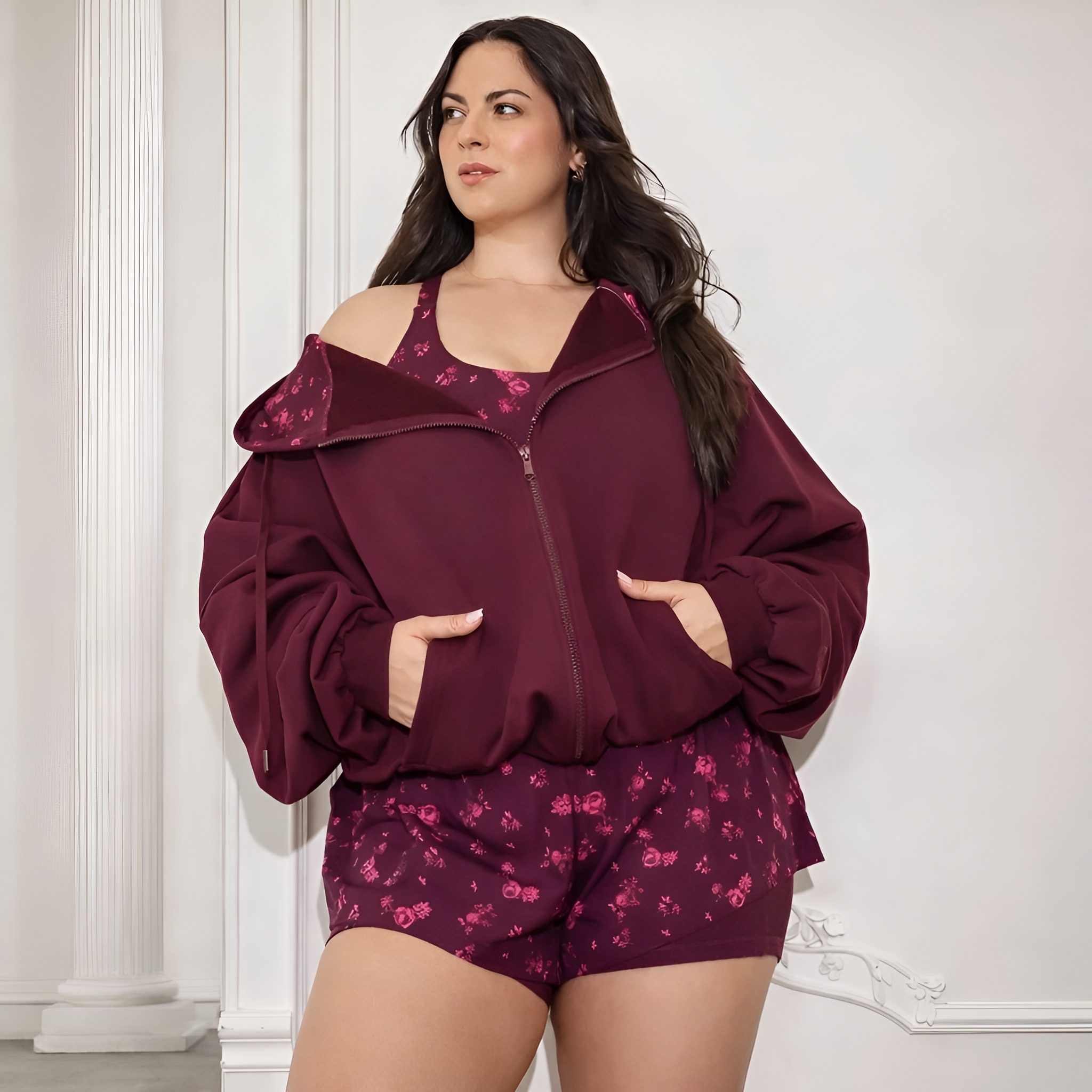  Oversized Full Zip Up Hoodie For Women