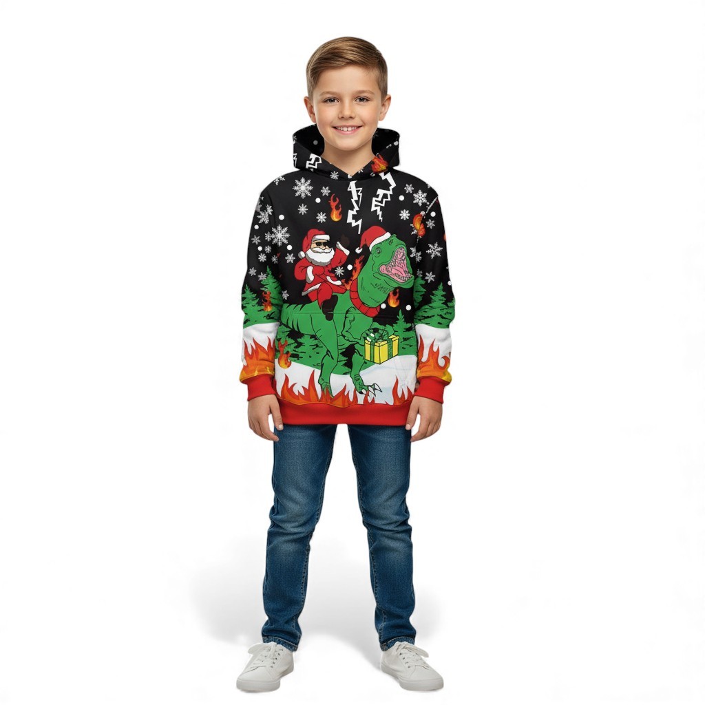 Christmas Snowman Graphic Print Hoodie For Kids