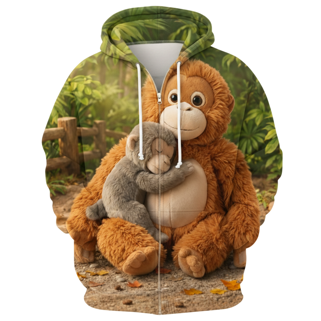 Mama And Punch Monkey Zip Hoodie