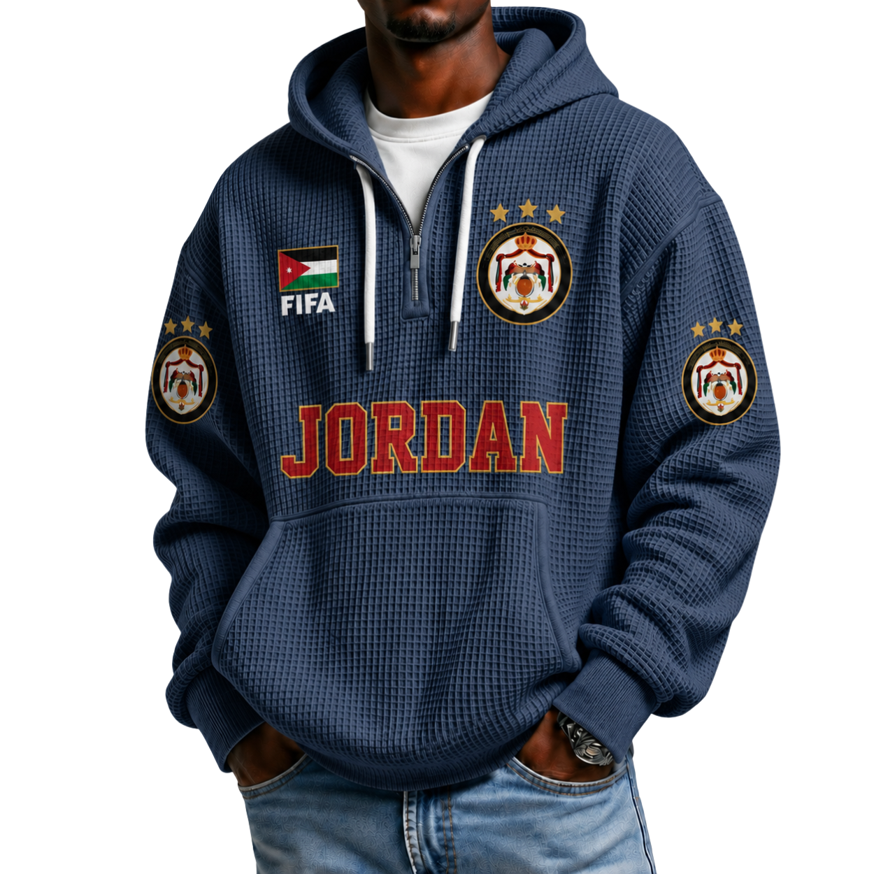 FIFA 2026 Jordan Printed Waffle Quarter Zip Football Fan Hoodie
