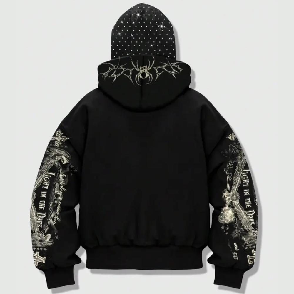 Mens Rhinestone Windproof Hat With Zipper Pockets For Winter