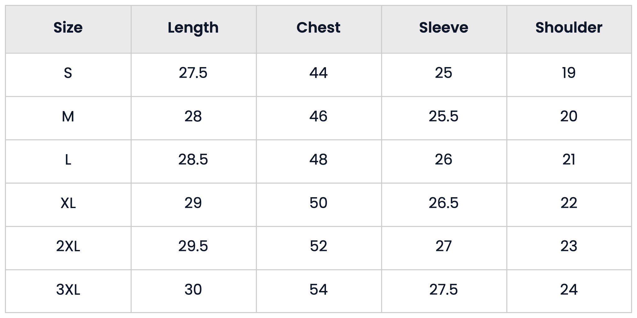 Size Chart for Classic Workwear Style Casual Outdoor Jacket with Pockets for Men
