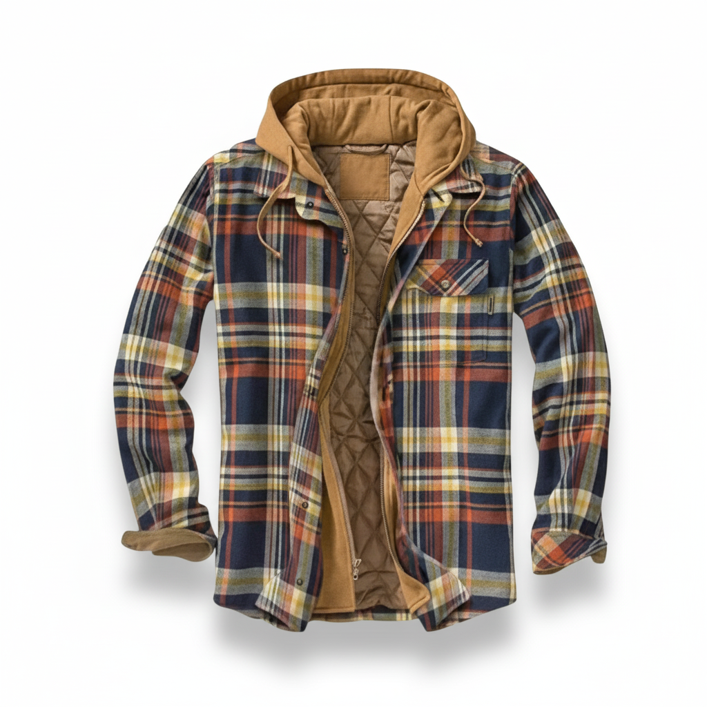 Casual Plaid Patchwork Hooded Jacket For Men