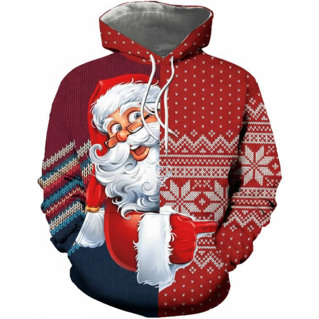 Funny Santa Claus Christmas All Over Print Pullover Hoodie