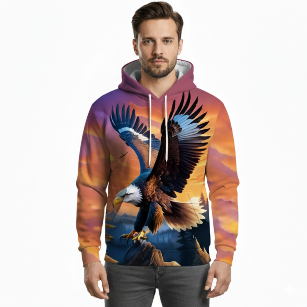 Men Eagle Graphic Print Hoodie