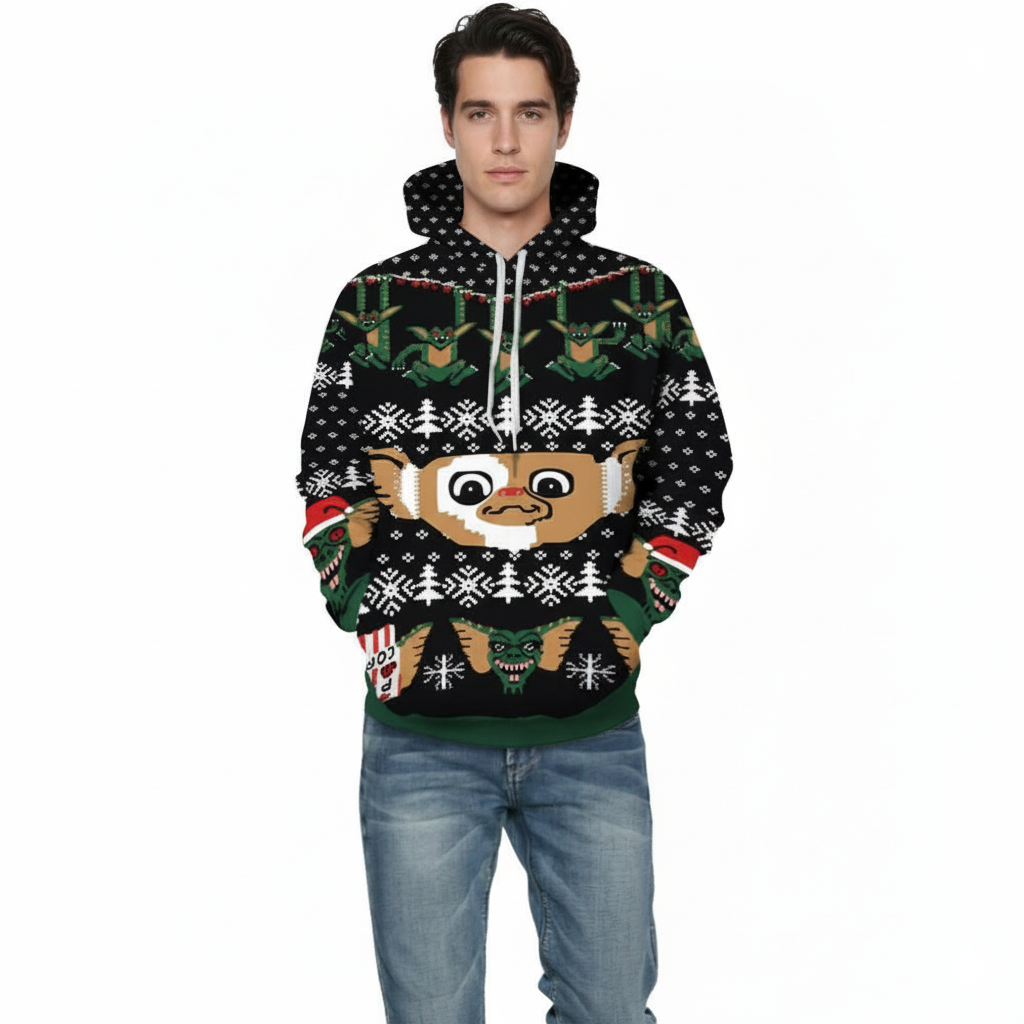 Christmas All Over Print Hoodie with Kangaroo Pocket